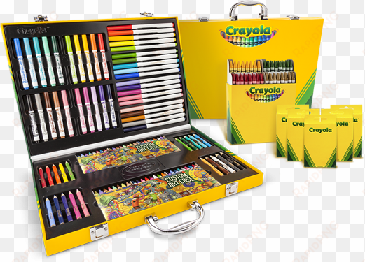 crayola my way art case, 64 count crayons, and 8 count - crayola metal box