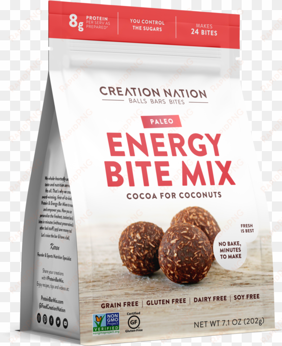 creation nation paleo energy bite mix, vegan, keto,