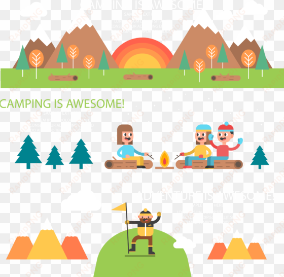 creative camping banner vector material 1800*1800 transprent - actividades al aire libre png