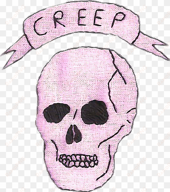 creep skull patch pink tumblr aesthetic - hipster tumblr transparent png