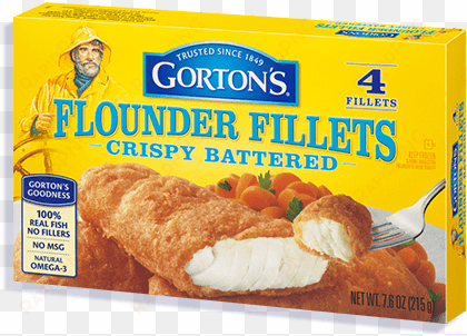 crispy battered flounder fillets - gortons fish fillets, potato crunch - 10 fillets, 18.2