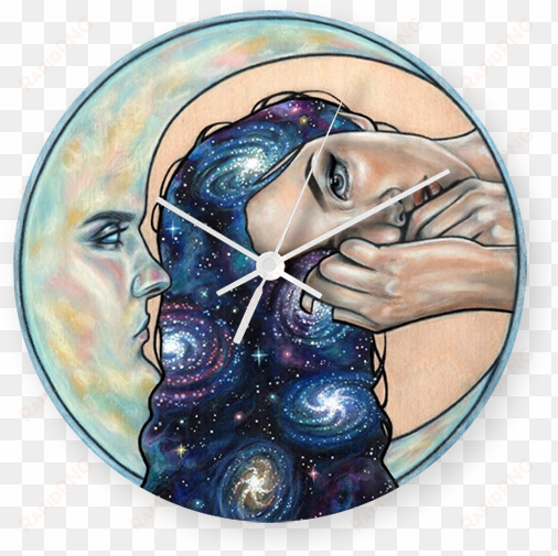 cristal hair art printed wall clock - dibujos de mujer y la luna