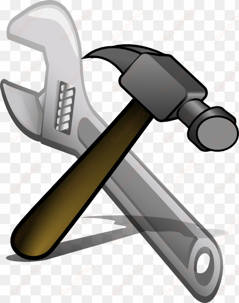 crossed hammer and spanner clip art at clker clipartlook - hammer clipart transparent background