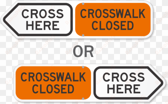 crosswalk closed cross here sign - brady 129445 traffic sign, 12 x 18in, black/white