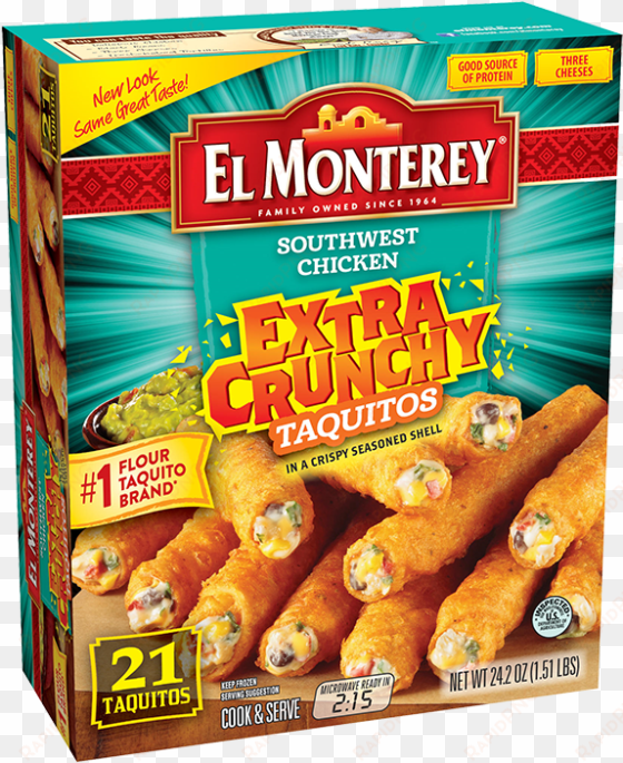 crunchy chicken & cheese taquito snacks - el monterey extra crunchy mini tacos, beef