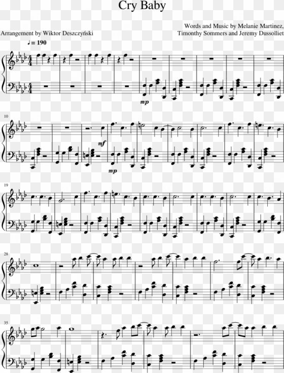 cry baby sheet music composed by words and music by - dying in la piano sheet music