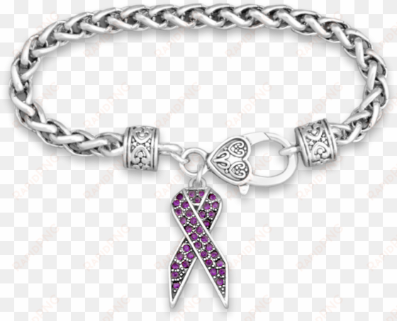crystal purple ribbon lupus awareness silver braided - hatter wonderland clasp bracelet alice in wonderland