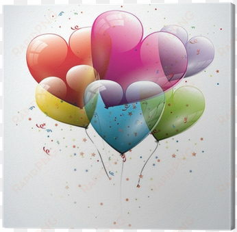 cuadro en lienzo en forma de corazón globos de cumpleaños - balony z sercem przezroczyste