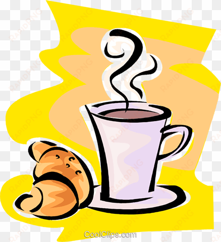 cup of coffee and a croissant royalty free vector clip - clip art