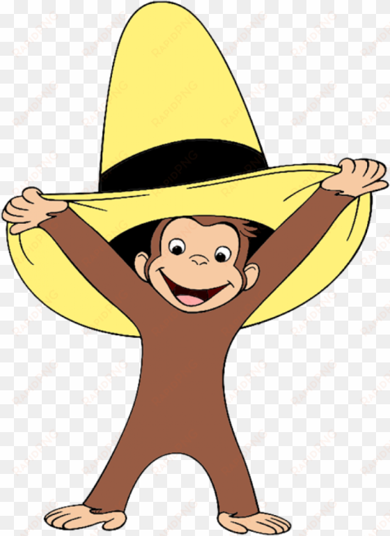 curious george clipart christmas banner library - curious george with hat