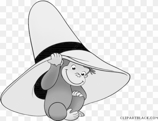 curious george clipart monkey - black and white curious george