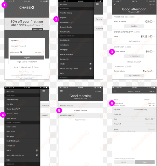 current chase mobile app - chase bank ui design