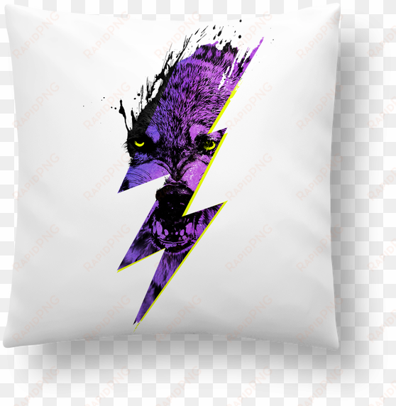 cushion synthetic soft 45 x 45 cm thunderwolf by robertfarkas - wölfe fleecedecke thunderwolf von juniqe - design wohndecke