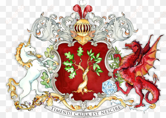 custom coat of arms with a dragon and unicorn - crest