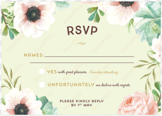 custom wedding response card invitation - garden roses