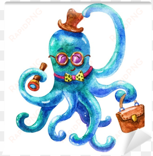 cute blue business octopus-octopus life - octopus