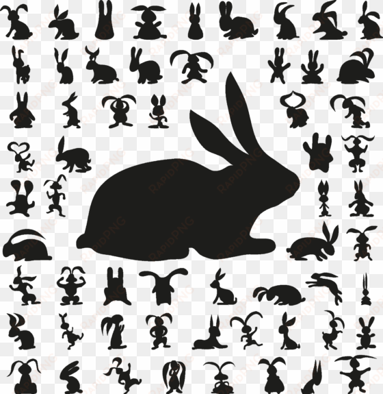 cute bunny silhouettes - free vector rabbit