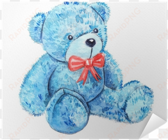 cute cartoon watercolor plush toy blue bear illustration - watercolor painting