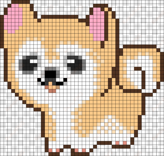 cute dog perler bead pattern / bead sprite - pixel art easy cute