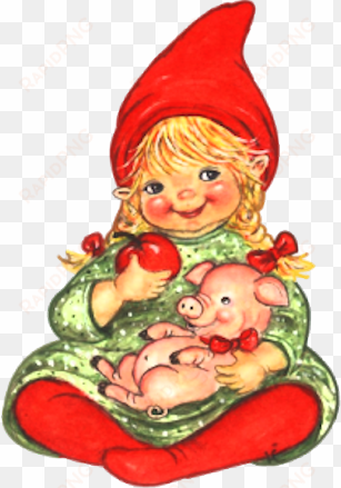 Cute Gnome And Her Pig - Gnome transparent png image