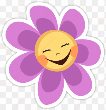 cute, happy, laughing flower sticker - cute happy flower