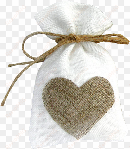 cute jute wedding favour bag with heart - heart