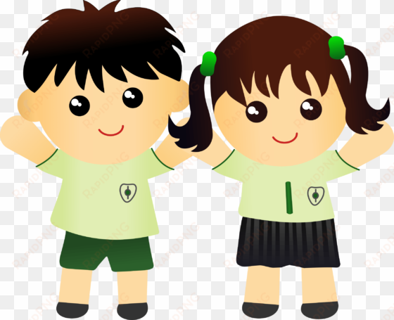 cute kids png photo - two kids clipart