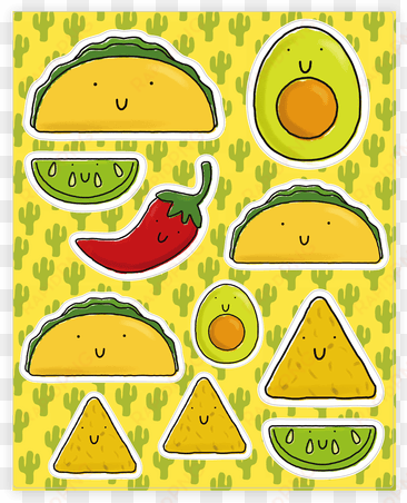 cute mexican food sticker/decal sheet - mexican food sticker