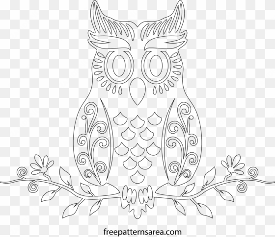 cute owl vector art cutting template outlines, owl - drawing