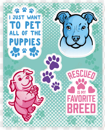 cute puppy sticker/decal sheet - rescued is my favorite breed tote bag: funny tote bag