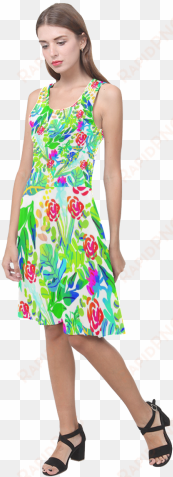 cute tropical watercolor flowers atalanta casual sundress - dress