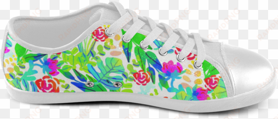 cute tropical watercolor flowers women's canvas shoes - slip-on shoe