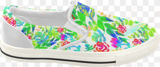 cute tropical watercolor flowers women's slip-on canvas - slip-on shoe