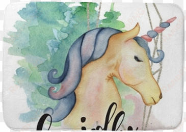 cute unicorn watercolor hand drawn merry christmas - watercolor painting