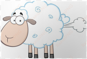 cute white sheep cartoon mascot character with fart - cartoon fart