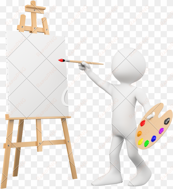 d artist painting on a canvas - painting easel and canvas