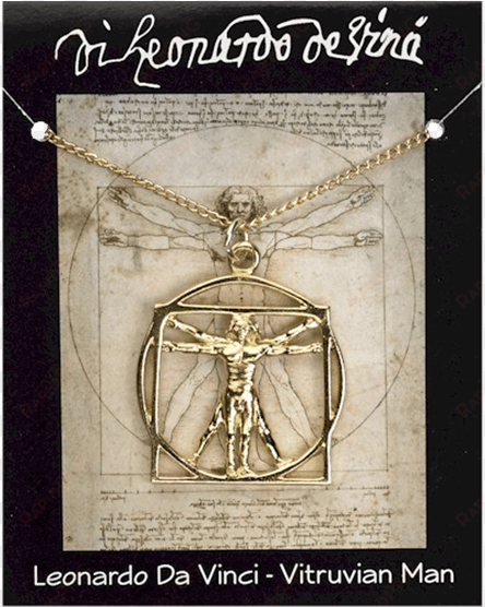 da vinci vitruvian man gold plated pendant - da vinci vitruvian man pendant