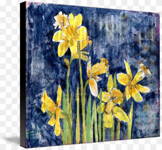 daffodil garden, original mixed media art - painting