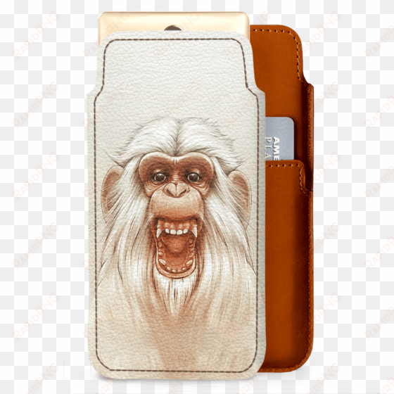 dailyobjects twam monkey real leather sleeve case cover - white angry monkey art print - mini