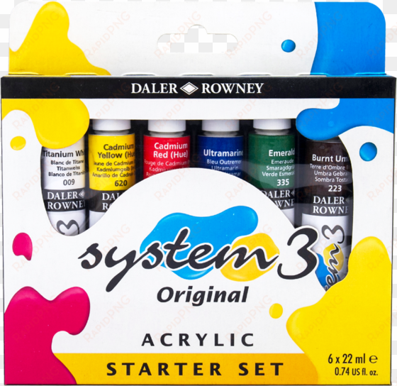 daler-rowney system 3 acrylic color starter set - daler rowney system 3 acrylic paint starter set (art
