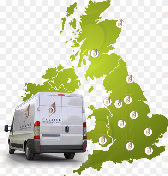 dalziel uk map with van - great britain vector map