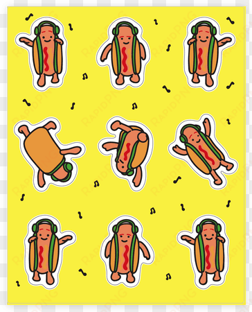 dancing hot dog sticker sheet - snapchat hot dog cloths