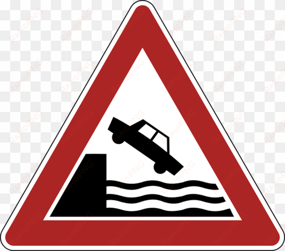 danger warning river bank road sign png - señal de advertencia