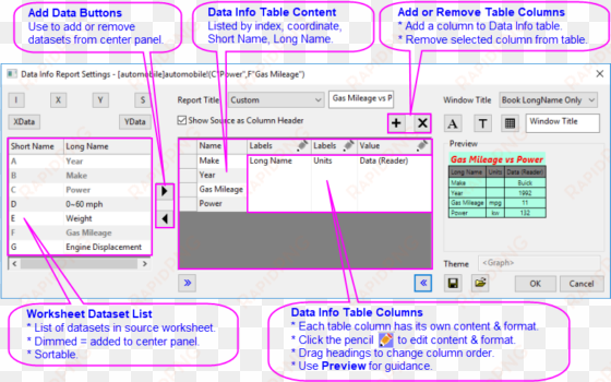 data info columns controls summary - information