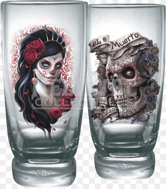 day of the dead water glass set - day of the dead glassware 208047