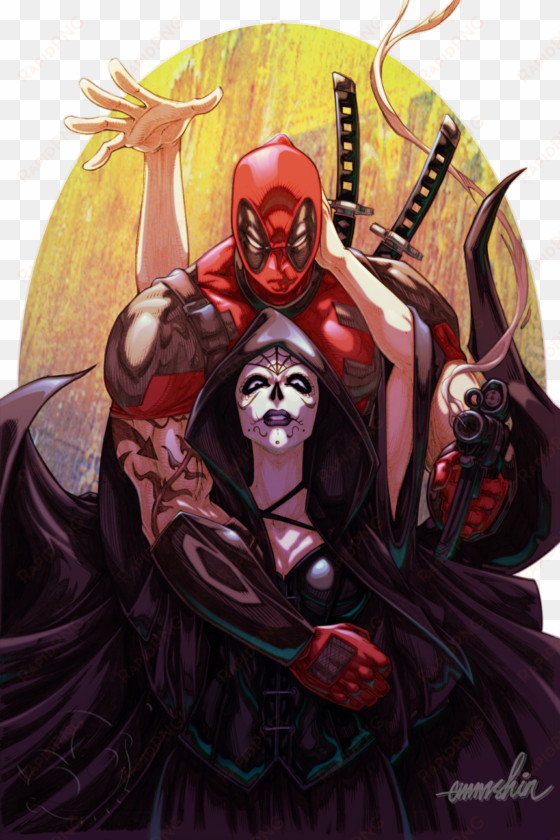 deadpool and mistress death by emmshin on deviantart - deadpool and death art