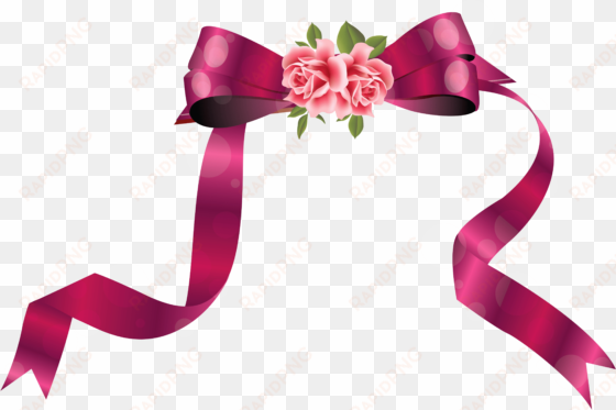 decorative ribbon with roses png clipart image - laço de fita rosa png