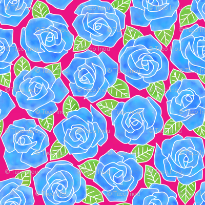 dense rose watercolor blue - floribunda