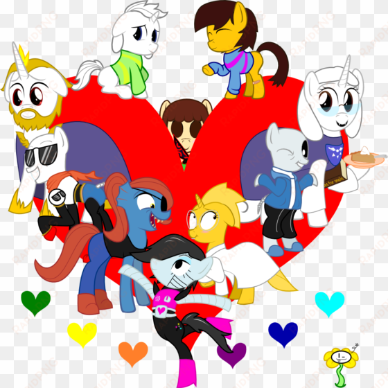 derjuin, asgore dreemurr, asriel dreemurr, chara, flowey, - undertale pony