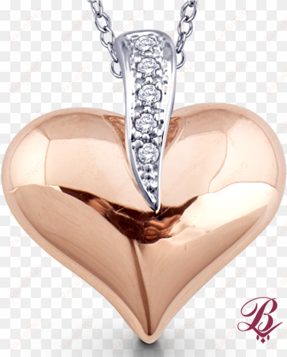 diamond accent puffed heart pendant - locket